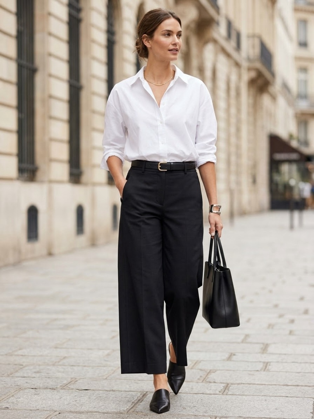 Ann Taylor Black Wide-Leg Dress Pants - Picture 2 of 13